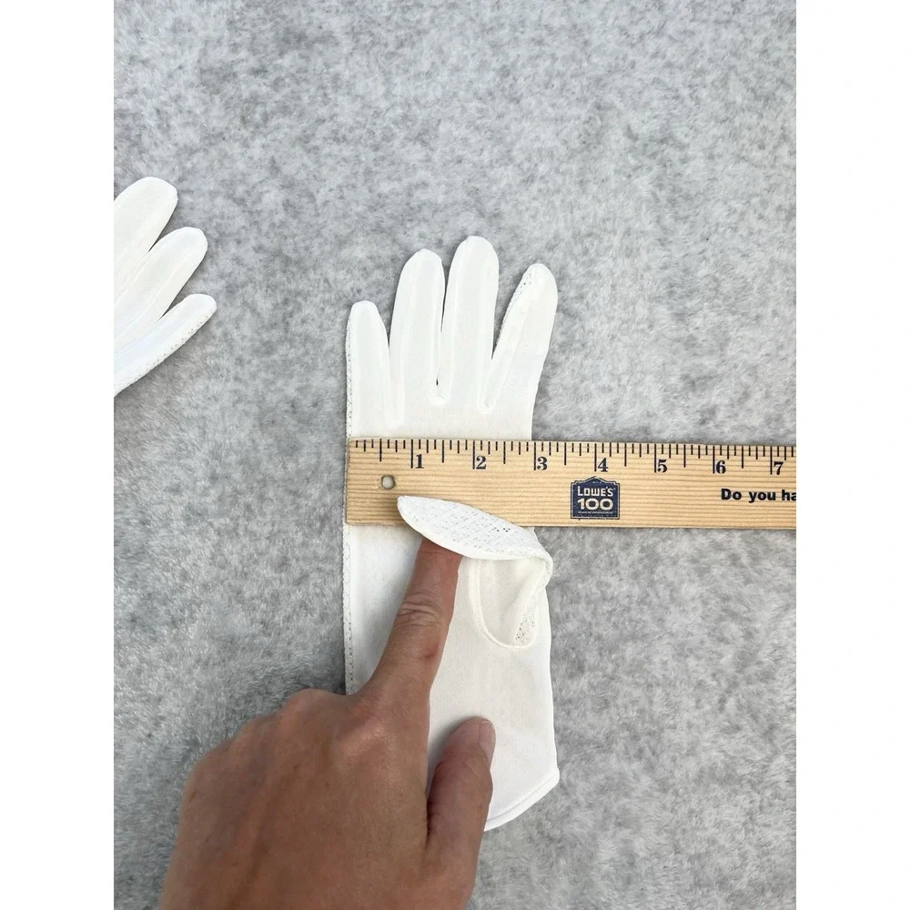 White Vtg Gloves Women's Mesh Buttons Nylon OSFA